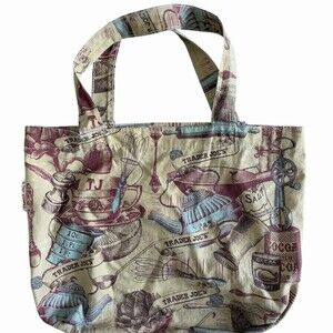 Vintage Unbranded Reusable Tote Bag Large Beige Kitchen Baking Print